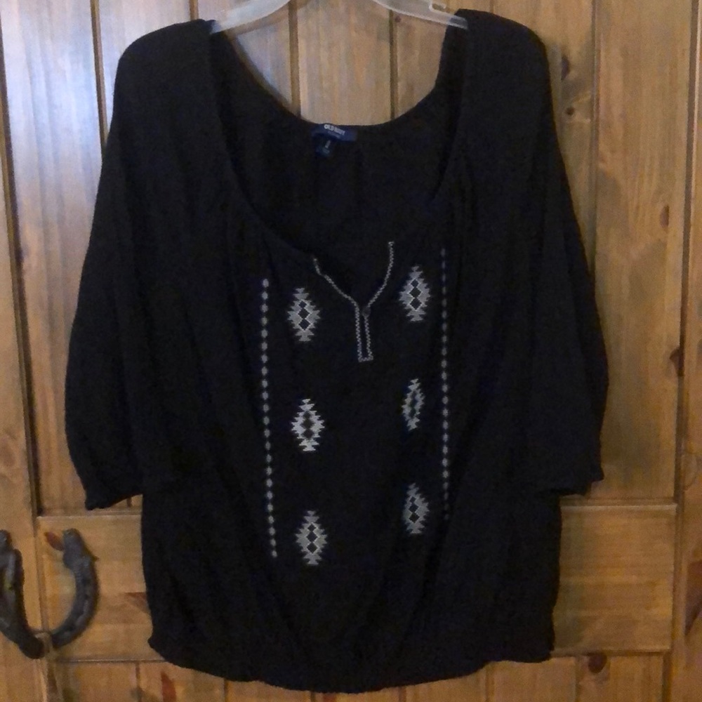 Old Navy Black Aztec Blouse
